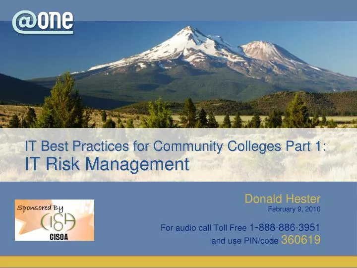 it best practices for community colleges part 1 it risk management