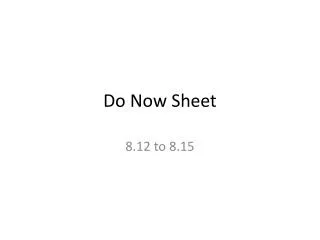 Do Now Sheet