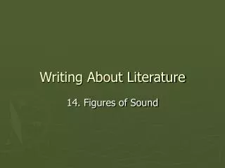 Writing About Literature