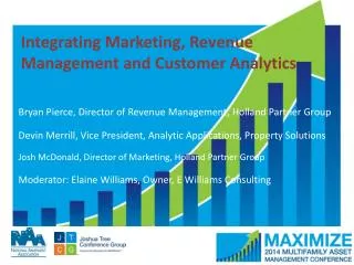 Integrating Marketing, Revenue Management and Customer Analytics