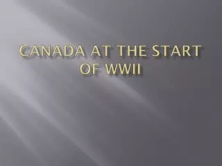 Canada at the start of WWII