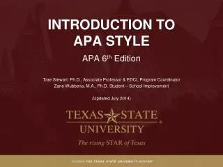 INTRODUCTION TO APA STYLE