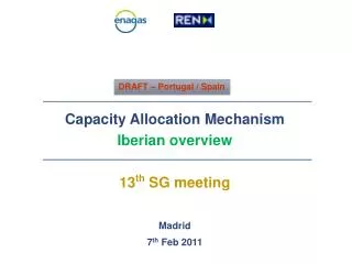 Capacity Allocation Mechanism Iberian overview 13 th SG meeting