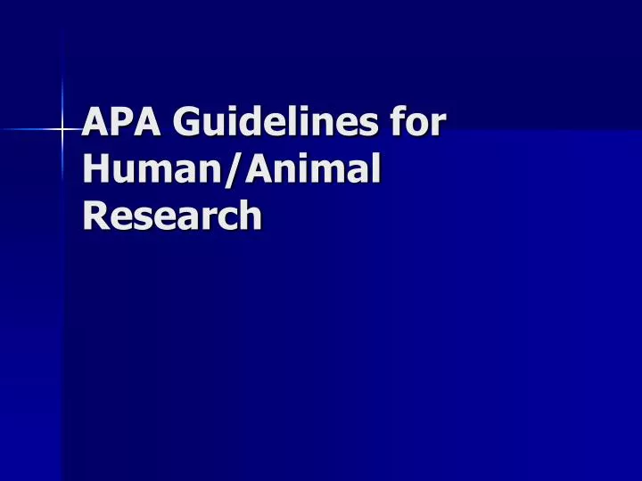 apa guidelines for human animal research