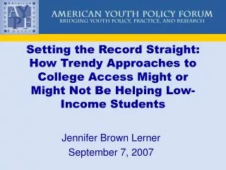 Jennifer Brown Lerner September 7, 2007