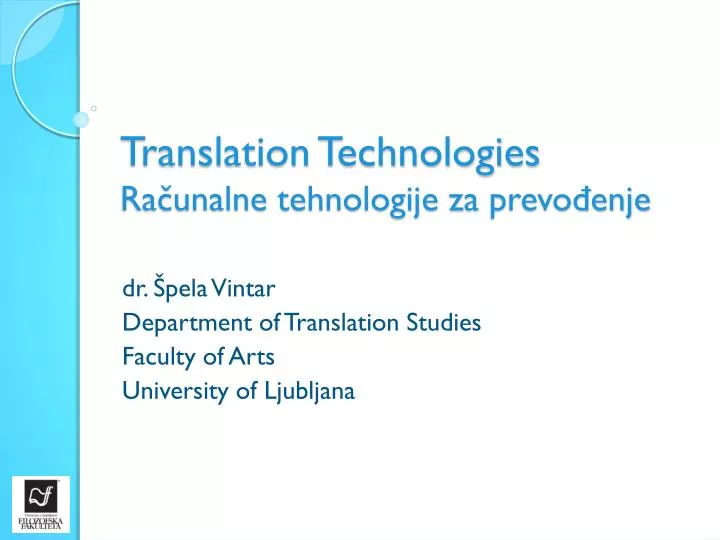 translation technologies ra unalne tehnologije za prevo enje