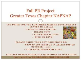 Fall PR Project Greater Texas Chapter NAPNAP