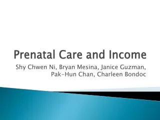 Prenatal Care and Income