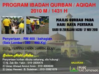 PROGRAM IBADAH QURBAN / AQIQAH 2010 M / 1431 H