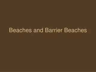 Beaches and Barrier Beaches