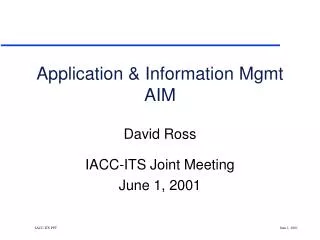 Application &amp; Information Mgmt AIM
