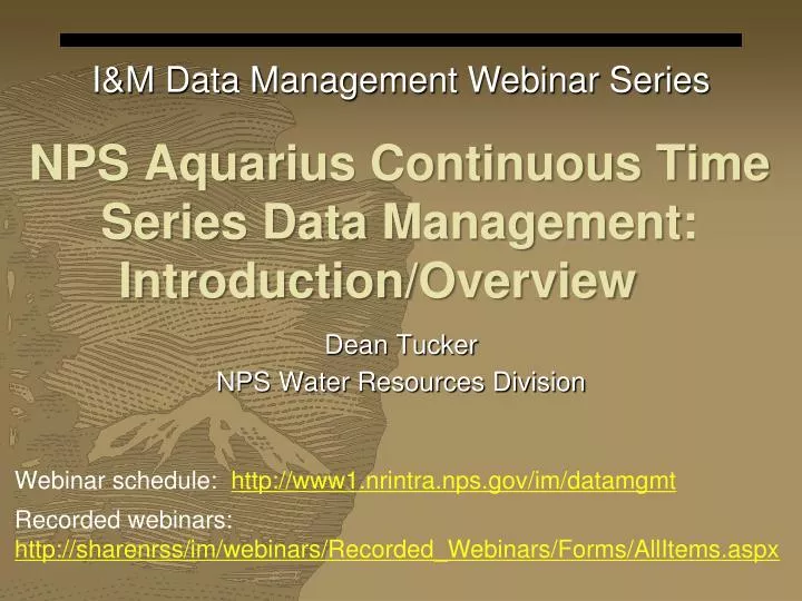 nps aquarius continuous time series data management introduction overview