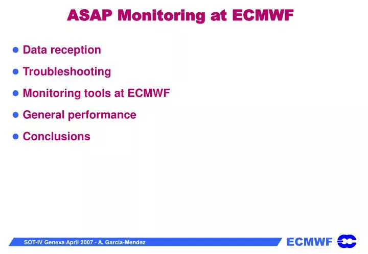 asap monitoring at ecmwf