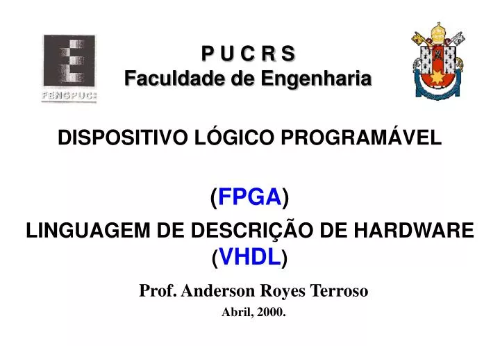 dispositivo l gico program vel fpga linguagem de descri o de hardware vhdl