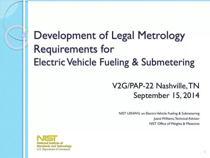 development of legal metrology requirements for electric vehicle fueling submetering