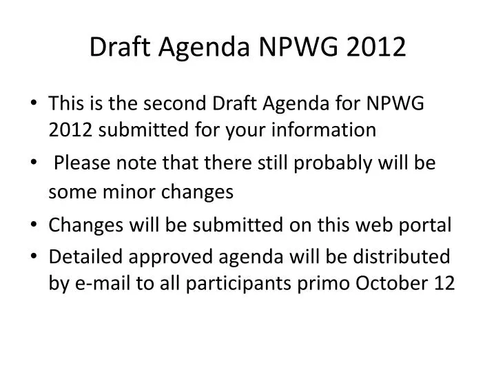 draft agenda npwg 2012