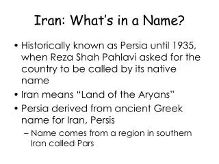 Iran: What’s in a Name?