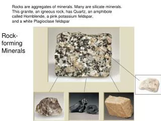 Rocks are aggregates of minerals. Many are silicate minerals.