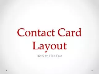 Contact Card Layout