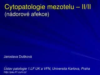 Cytopatologie mezotelu – II/II (nádorové afekce)