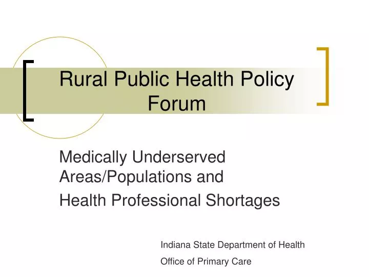 rural public health policy forum