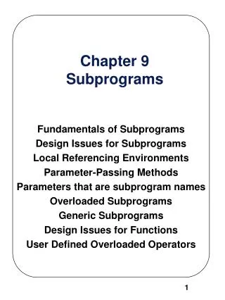 Chapter 9 Subprograms