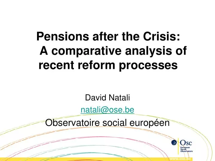 pensions after the crisis a comparative analysis of recent reform processes