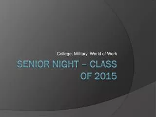 Senior Night – Class of 2015