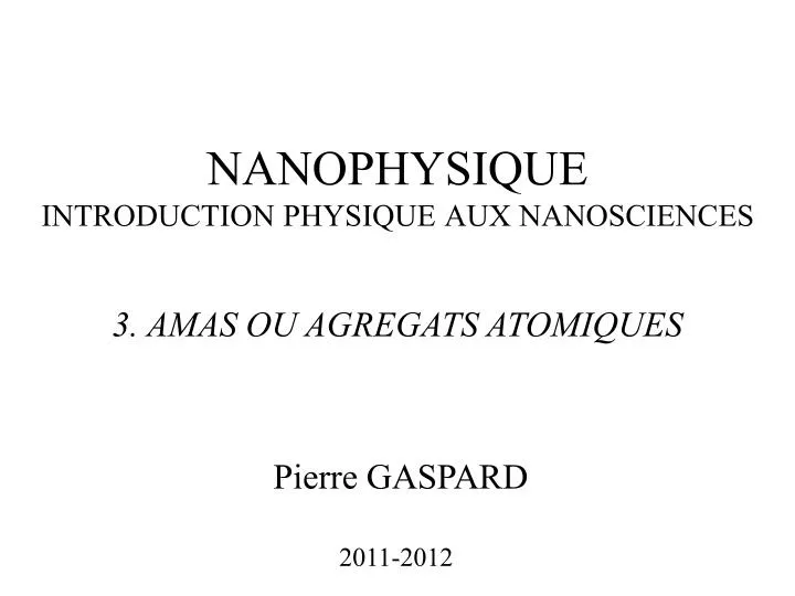 nanophysique introduction physique aux nanosciences