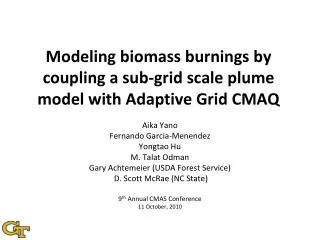 Modeling biomass burnings by coupling a sub-grid scale plume model with Adaptive Grid CMAQ