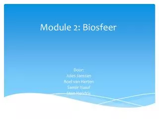 Module 2: Biosfeer