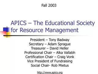 APICS – The Educational Society for Resource Management