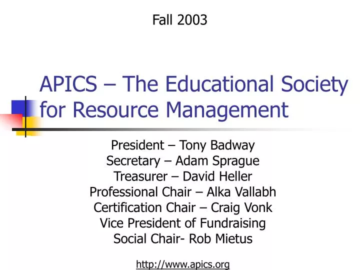 apics the educational society for resource management