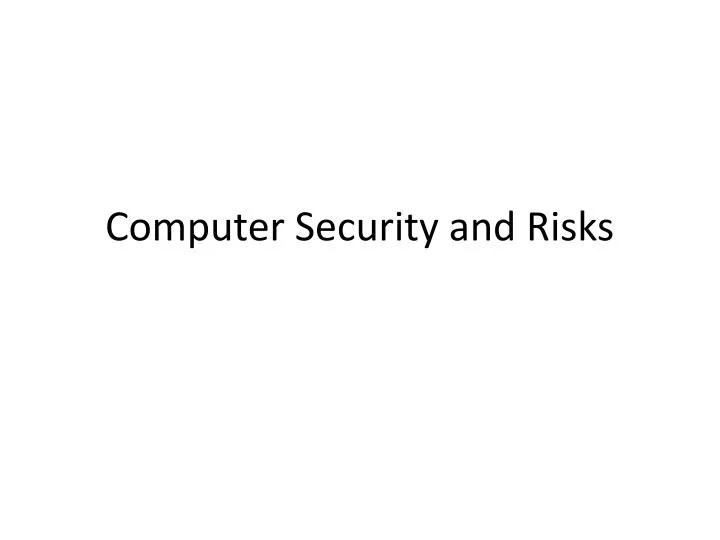 computer security and risks