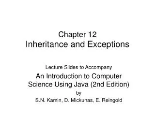 Chapter 12 Inheritance and Exceptions