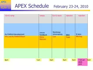 APEX Schedule February 23-24, 2010