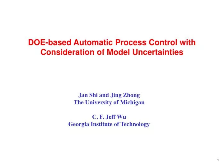 doe based automatic process control with consideration of model uncertainties