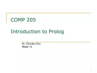 COMP 205 Introduction to Prolog