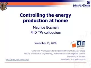 Controlling the energy production at home