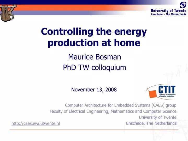 controlling the energy production at home