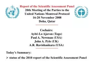 Report of the Scientific Assessment Panel 20th Meeting of the Parties to the