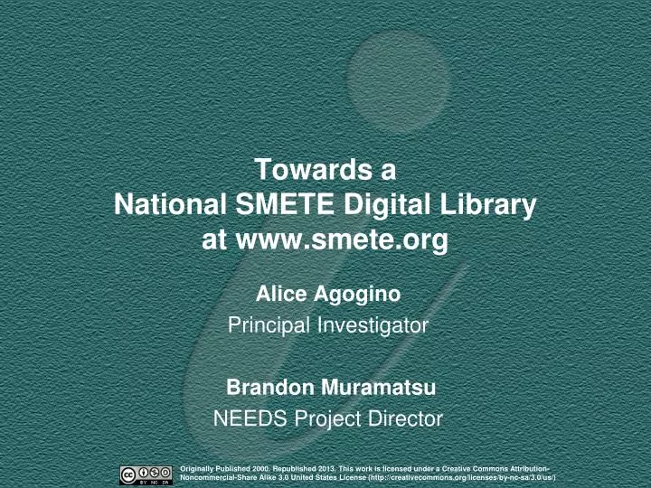 towards a national smete digital library at www smete org