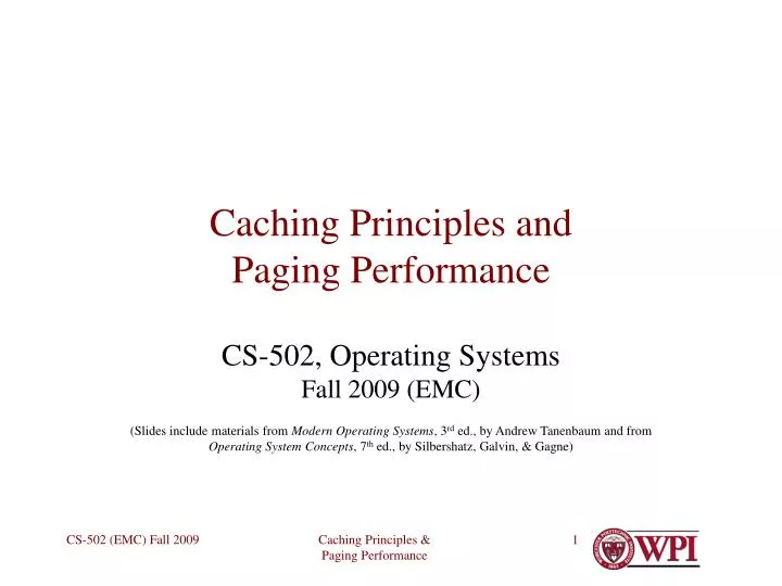 caching principles and paging performance