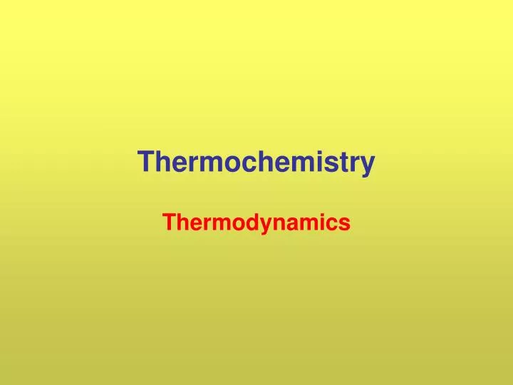 thermochemistry