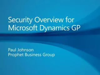 Security Overview for Microsoft Dynamics GP