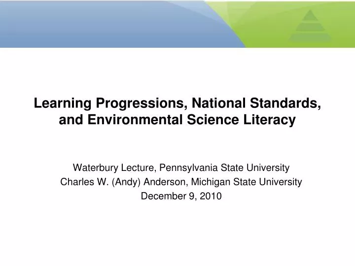 learning progressions national standards and environmental science literacy