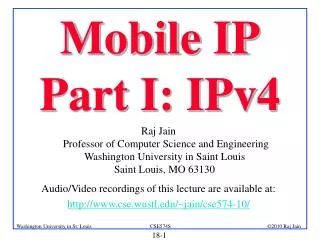 Mobile IP Part I: IPv4
