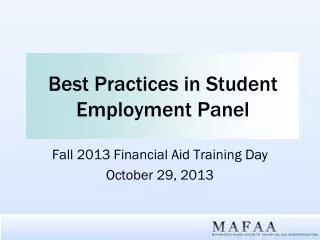 Best Practices in Student Employment Panel