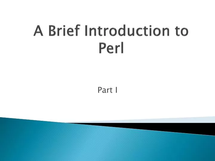 a brief introduction to perl