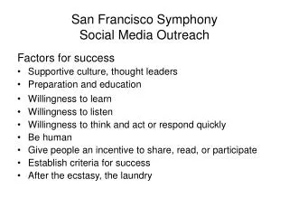 San Francisco Symphony Social Media Outreach